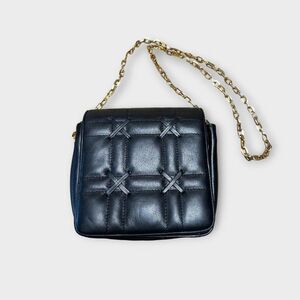 Mano Black Leather Crossbody Bag Quilted Leather Handbag